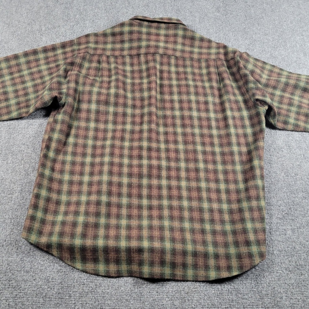 Pendleton Outdoor Shirt Mens XL Green Brown Plaid Washable Wool Button Up - Picture 3 of 9